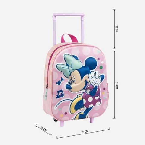 Plecak szkolny 3D z kółkami Minnie Mouse Różowy 25,0 x 31,0 x 10,0 cm