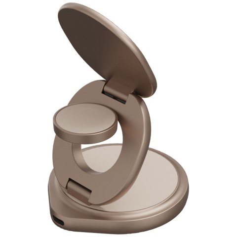 Ładowarka indukcyjna Bazic Gomag Gyre składna z obrotową bazą 3w1 15W Fast Charging złoty