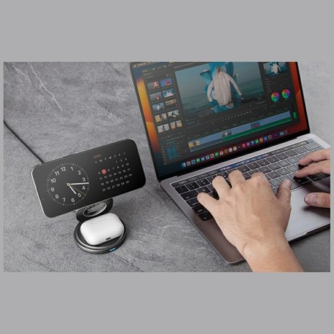 Ładowarka indukcyjna Bazic Gomag Gyre składna z obrotową bazą 3w1 15W Fast Charging złoty