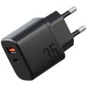 Ładowarka sieciowa Bazic Goport Velox Kit 1xUSB-C 1xUSB-A GaN 35W z kablem plecionym czarny