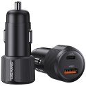 Ładowarka samochodowa USAMS YT Series CC283 60W 1xUSB-A 1xUSB-C czarny