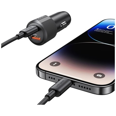 Ładowarka samochodowa USAMS YT Series CC283 60W 1xUSB-A 1xUSB-C czarny