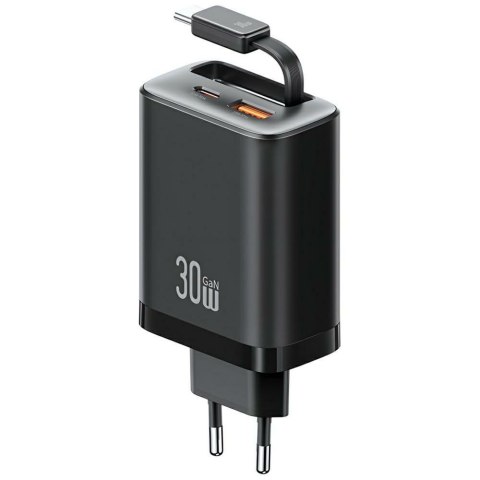 Ładowarka sieciowa USAMS Xiang Series CC296 30W 1xUSB-C 1xUSB-A + kabel USB-C czarny