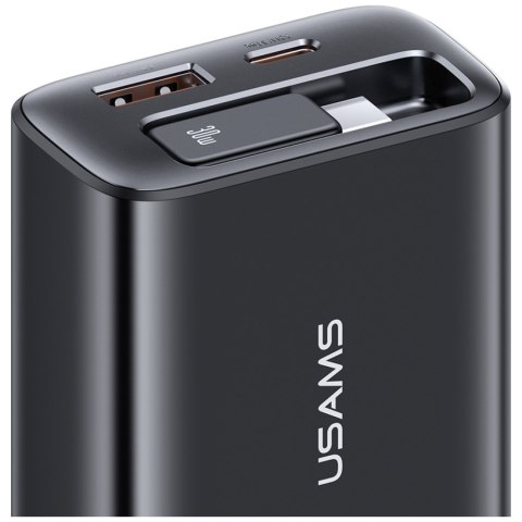 Ładowarka sieciowa USAMS Xiang Series CC296 30W 1xUSB-C 1xUSB-A + kabel USB-C czarny
