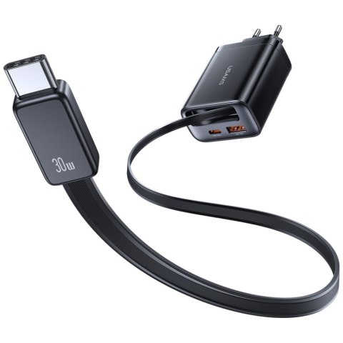 Ładowarka sieciowa USAMS Xiang Series CC296 30W 1xUSB-C 1xUSB-A + kabel USB-C czarny