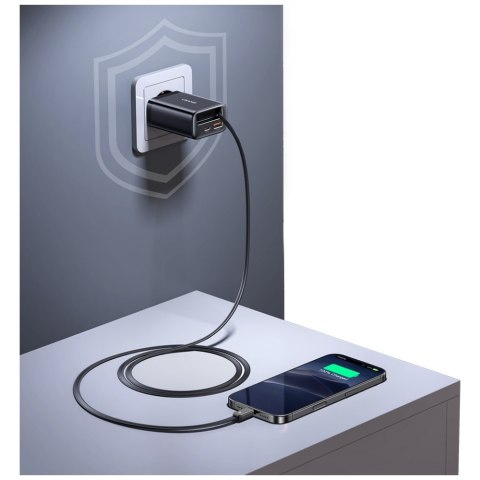 Ładowarka sieciowa USAMS Xiang Series CC296 30W 1xUSB-C 1xUSB-A + kabel USB-C czarny