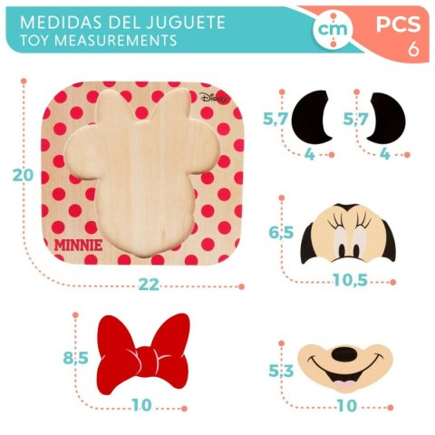 Drewniane Puzzle dla Dzieci Disney Minnie Mouse + 12 miesięcy 6 Części (12 Sztuk)