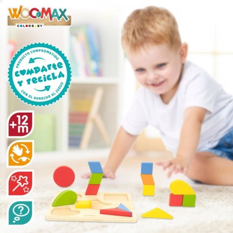 Drewniane Puzzle dla Dzieci Woomax Kształty + 12 miesięcy 16 Części (6 Sztuk)