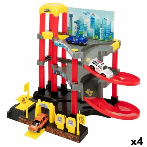 Garaż Parking z Samochodami Speed & Go 37 x 29 x 25 cm (4 Sztuk)