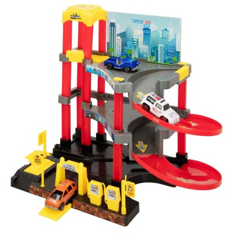 Garaż Parking z Samochodami Speed & Go 37 x 29 x 25 cm (4 Sztuk)