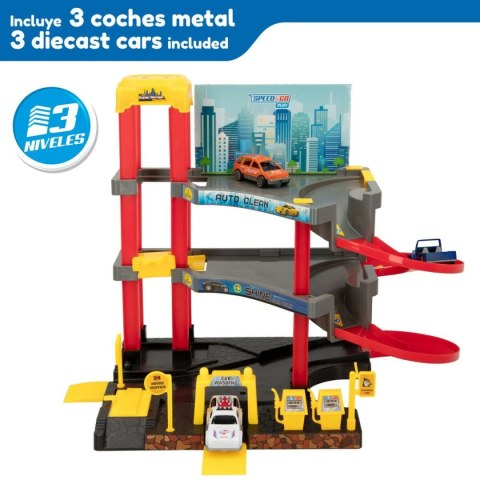 Garaż Parking z Samochodami Speed & Go 37 x 29 x 25 cm (4 Sztuk)