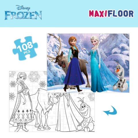 Puzzle dla dzieci Frozen Dwustronny 108 Części 70 x 1,5 x 50 cm (6 Sztuk)