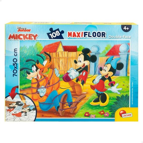 Puzzle dla dzieci Mickey Mouse Dwustronny 108 Części 70 x 1,5 x 50 cm (6 Sztuk)