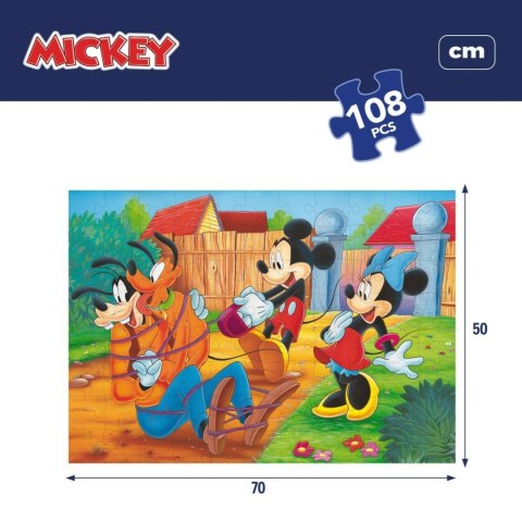 Puzzle dla dzieci Mickey Mouse Dwustronny 108 Części 70 x 1,5 x 50 cm (6 Sztuk)