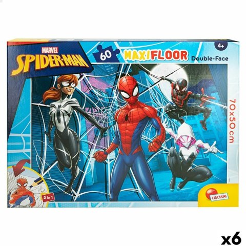 Puzzle dla dzieci Spider-Man Dwustronny 60 Części 70 x 1,5 x 50 cm (6 Sztuk)
