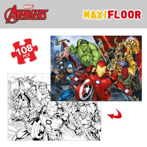 Puzzle dla dzieci The Avengers Dwustronny 108 Części 70 x 1,5 x 50 cm (6 Sztuk)