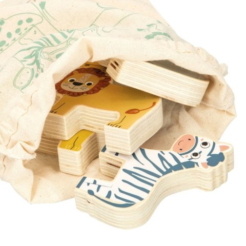 Zabawa w Budowanie + Figury Woomax zwierzęta 16 Części 7 x 7 x 1,5 cm (6 Sztuk)