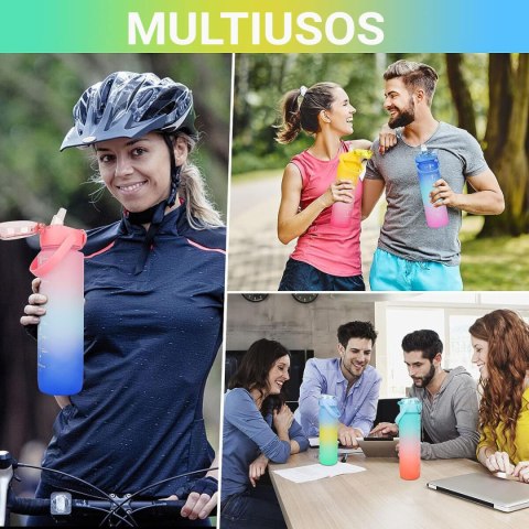 Butelka wody Bewinner Wielokolorowy 800 ml 7,3 x 7,3 x 23,5 (12 Sztuk)