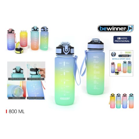 Butelka wody Bewinner Wielokolorowy 800 ml 7,5 x 23,5 cm (12 Sztuk)