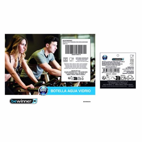 Butelka wody Bewinner Szkło Silikon 600 ml (24 Sztuk)