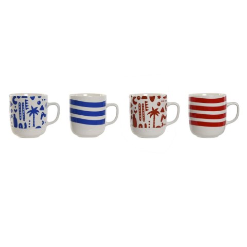Kubek Home ESPRIT Niebieski Czerwony Porcelana Boho 380 ml (4 Sztuk)
