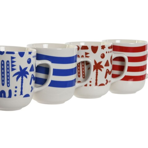 Kubek Home ESPRIT Niebieski Czerwony Porcelana Boho 380 ml (4 Sztuk)