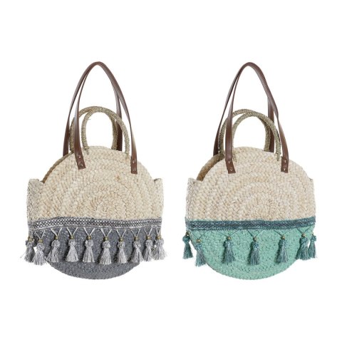 Torba na ramię DKD Home Decor Naturalny Szary Poliester Mięta Włókno (39 x 9 x 48 cm) (2 Sztuk)