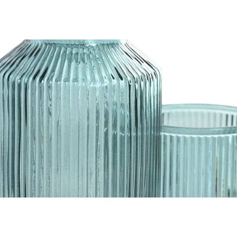 Butelka wody Home ESPRIT Niebieski Kolor Zielony Szkło 1 L (2 Sztuk)