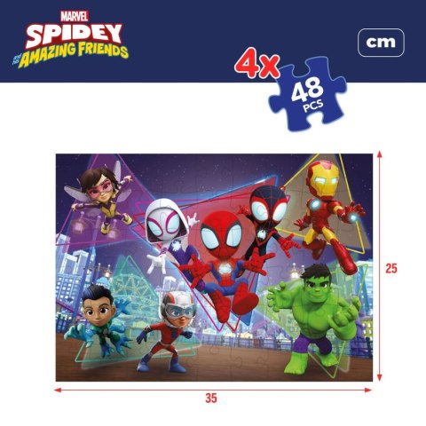 Zestaw 4 Puzzli Spidey 35 x 1,5 x 25 cm 48 Części (6 Sztuk)