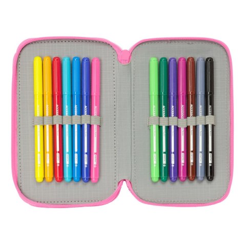 Piórnik potrójny Gabby's Dollhouse Confetti Różowy Turkusowy 12,5 x 19,5 x 5,5 cm 37 Części