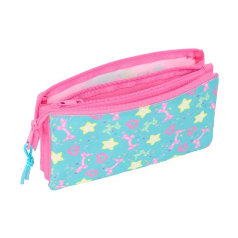 Piórnik Potrójny Gabby's Dollhouse Confetti Różowy Turkusowy 22 x 12 x 3 cm