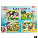 Zestaw 4 Puzzli Mickey Mouse 35 x 1,5 x 25 cm 48 Części (6 Sztuk)