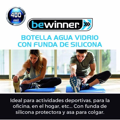 Butelka wody Bewinner Szkło Silikon 400 ml 7 x 7 x 19,8 cm (24 Sztuk)