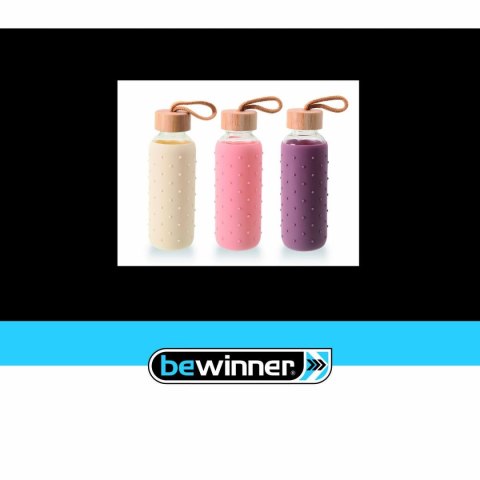 Butelka wody Bewinner Szkło Silikon 400 ml 7 x 7 x 19,8 cm (24 Sztuk)