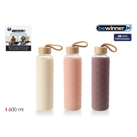 Butelka wody Bewinner Szkło Silikon 600 ml (24 Sztuk)