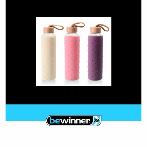Butelka wody Bewinner Szkło Silikon 600 ml (24 Sztuk)