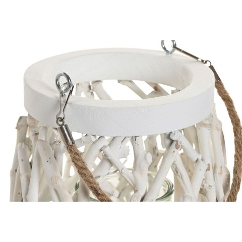 Świeczniki Home ESPRIT Biały Drewno Szkło 35 x 35 x 32 cm (2 Sztuk)