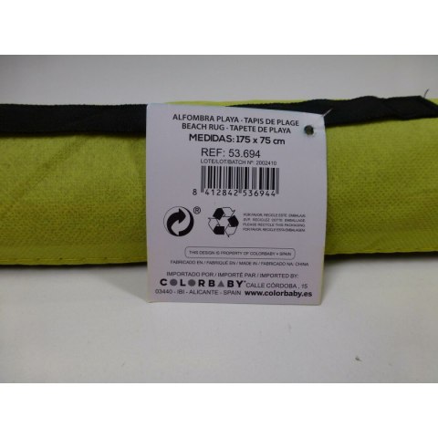 Mata plażowa Colorbaby Żółty Niebieski Czerwony PVC 75 x 175 cm