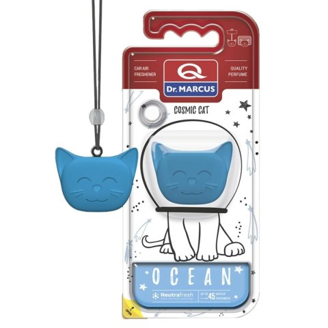 Odświeżacz powietrza do samochodu Dr Marcus Cosmic Cat Ocean Plastikowy Wisiorek