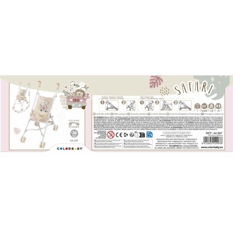Krzesełko dla Lalek Colorbaby Safari 27 x 56 x 53 cm Składany 12 Sztuk