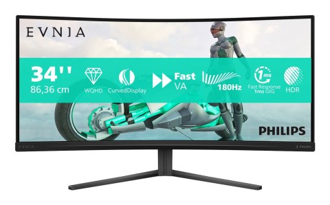Monitor komputerowy Philips Evnia 34M2C3500L/00 86,4 cm (34") 3440 x 1440 px Wide Quad HD LCD Czarny