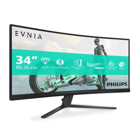 Monitor komputerowy Philips Evnia 34M2C3500L/00 86,4 cm (34") 3440 x 1440 px Wide Quad HD LCD Czarny