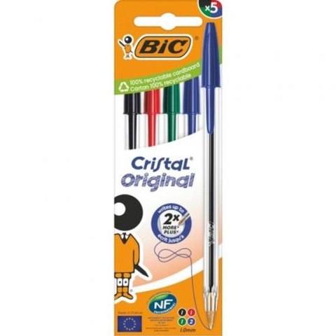 Zestaw długopisów Bic Cristal Original 516346 Wielokolorowy (5 Sztuk)