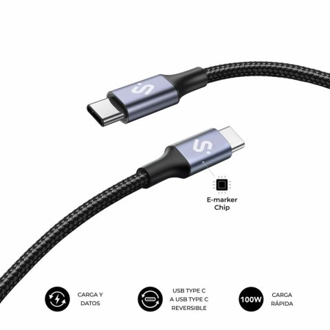 Kabel USB-C na USB-C Subblim SUBCAB-C10010 1 m Biały Czarny