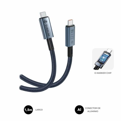 Kabel USB-C na USB-C Subblim SUBCAB-C24010 1,5 m Czarny