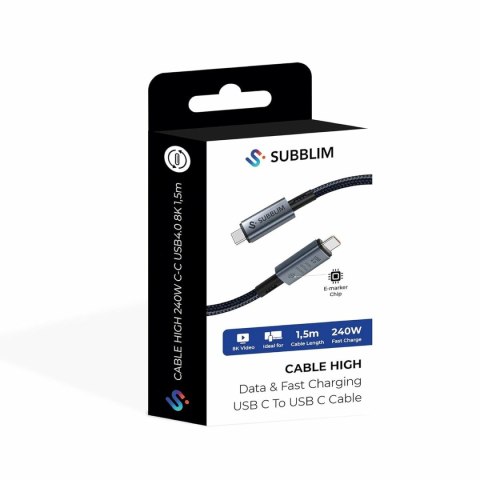 Kabel USB-C na USB-C Subblim SUBCAB-C24010 1,5 m Czarny