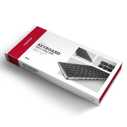 Klawiatura + I/O hub 9w1/0.6m HMC-KB-US AXAGON