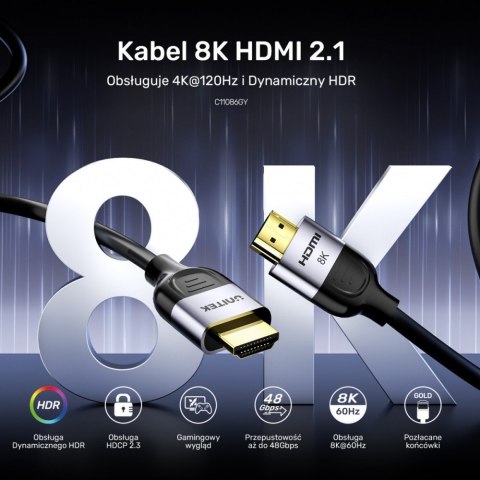 Kabel HDMI 2.1 8K 60Hz 3m; C11086GY01-3M