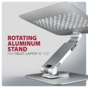 STND-LR Podstawa do laptopów aluminiowa 10-17.3 cala regulowane kąty nachylenia, obrót o 360 stopni, Szara