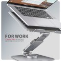 STND-LR Podstawa do laptopów aluminiowa 10-17.3 cala regulowane kąty nachylenia, obrót o 360 stopni, Szara